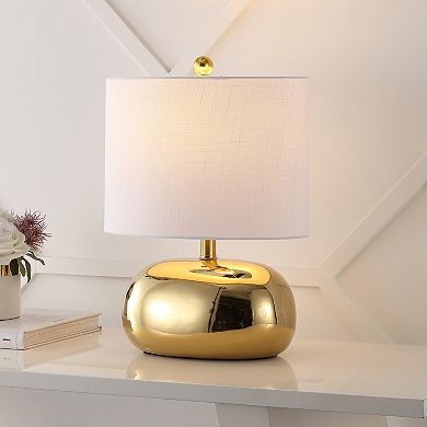 Calix 20" Mid-century Glam Ceramic/iron Led Table Lamp, Gold