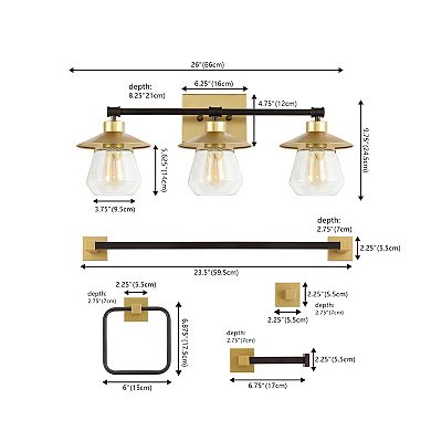 Avalon 26" 3-light Farmhouse Cottage Vanity Light With Bathroom Hardware Accessory Set(5-piece)