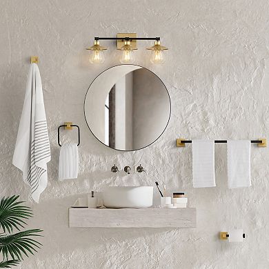 Avalon 26" 3-light Farmhouse Cottage Vanity Light With Bathroom Hardware Accessory Set(5-piece)