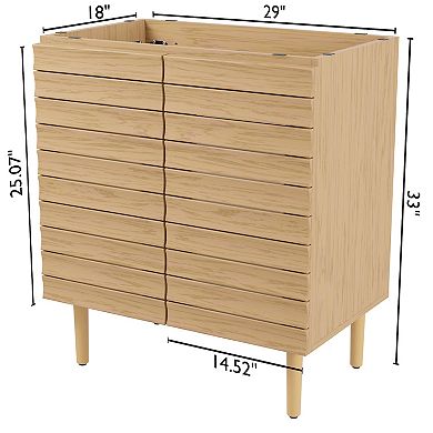 30w X 18 D X 33h Thick Linear Slat 2-shelf Bath Vanity Cabinet Only (sink Basin Not Included)