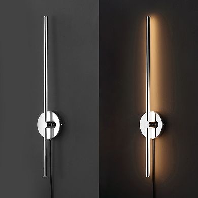 Anton 27.25" 1-light Modern Minimalist Iron Adjustable Bar Integrated Led Plug-in Sconce, Chrome