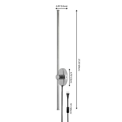 Anton 27.25" 1-light Modern Minimalist Iron Adjustable Bar Integrated Led Plug-in Sconce, Chrome