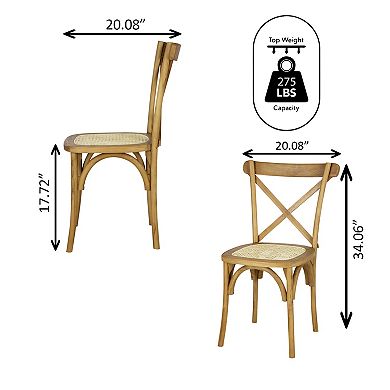 Cassis Classic Traditional X-back Wood Rattan Dining Chair