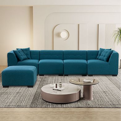 F.C Design Sectional Sofa with Removable Ottoman Green