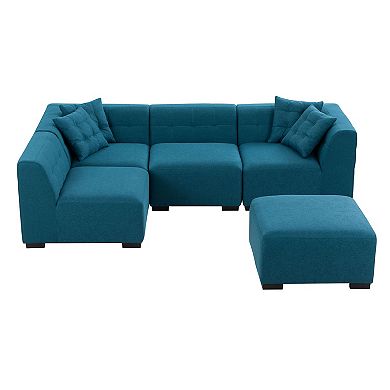 F.C Design Sectional Sofa with Removable Ottoman Green