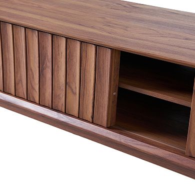 59 In. Farmhouse 3-storage Sliding Door Tv Stand Fits Tvs Up To 65 In. With Cable Managemen