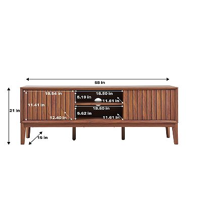 59 In. Farmhouse 3-storage Sliding Door Tv Stand Fits Tvs Up To 65 In. With Cable Managemen