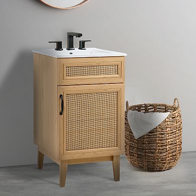 20w X 18d X 33h Rattan 2-shelf Bath Vanity Cabinet Only (sink Basin Not Included)