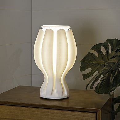 Flower 13" Tropical Coastal Plant-based Pla 3d Printed Dimmable Led Table Lamp, White