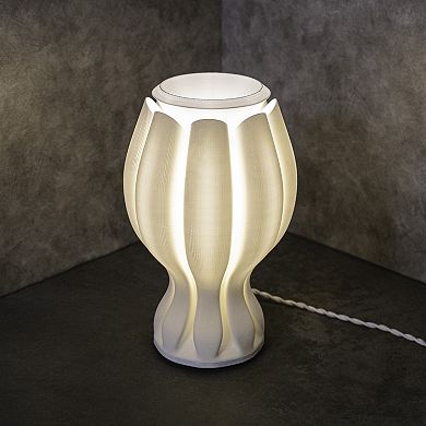 Flower 13" Tropical Coastal Plant-based Pla 3d Printed Dimmable Led Table Lamp, White