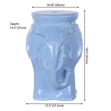 Orla 18.5" Modern Bohemian Elephant Ceramic Garden Stool