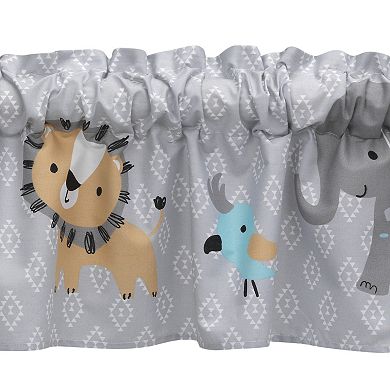 Bedtime Originals Jungle Fun Gray Safari Elephant And Lion Window Valance