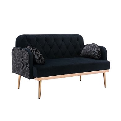F.C Design Velvet Sofa - Accent Loveseat with Metal Feet - Stylish and Comfortable