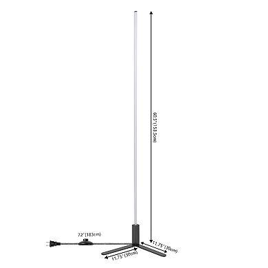 Potts 60.5" Modern Contemporary Aluminum/iron Integrated Led Post Floor Lamp, Black