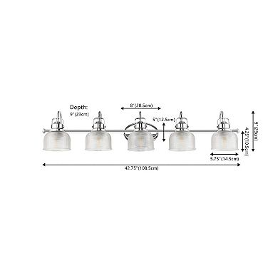 Virginia 42.75" 5-light Metal/glass Led Vanity Light, Chrome