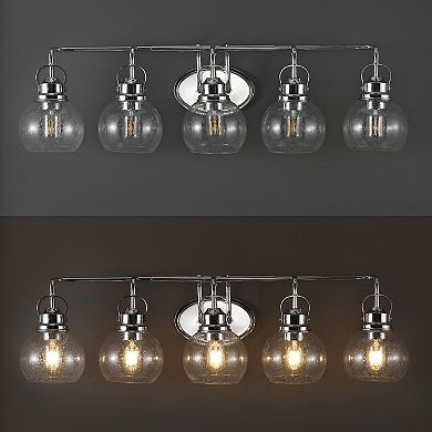 Shirley 36.25" 5-light Metal/seeded Glass Vanity Light, Chrome