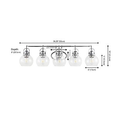 Shirley 36.25" 5-light Metal/seeded Glass Vanity Light, Chrome