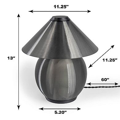 Opal 13" Modern Contemporary Plant-based Pla 3d Printed Dimmable Led Table Lamp, Dark Smoke/black