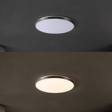 Astrid 21.25" 1-light Modern Minimalist Iron Circle Integrated Led Flush Mount, Brushed Nickel