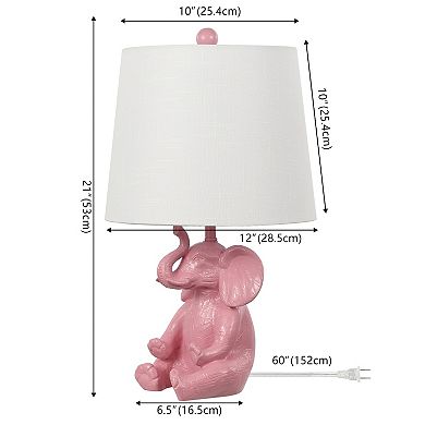 Kairi Modern Shabby Chic Resin/iron Happy Elephant Led Kids' Table Lamp With Phone Stand