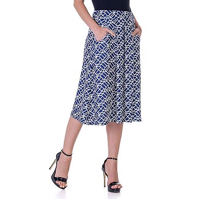 Women's 24Seven Comfort Pleated Knee Length Pocket Skirt