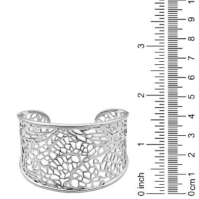 Rhodium-Plated Sterling Silver Bold Filigree Cuff Bracelet