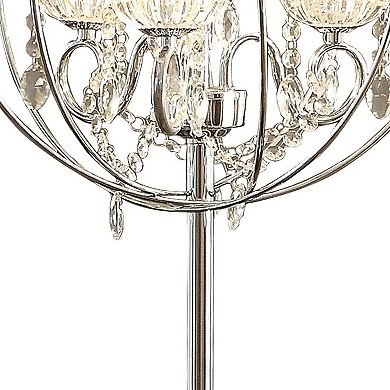 Shine 31 Inch Table Lamp, Chandelier Style, Crystal And Metal, Chrome