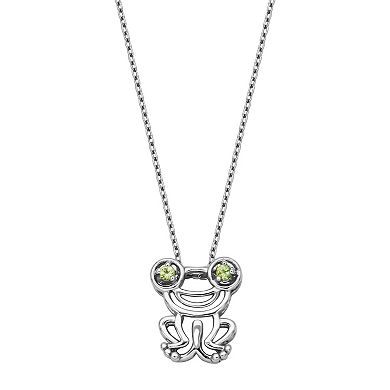 Rhodium-Plated Sterling Silver Genuine Peridot Frog 3-Piece Jewelry Set