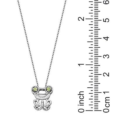 Rhodium-Plated Sterling Silver Genuine Peridot Frog 3-Piece Jewelry Set