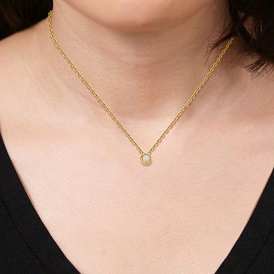 10k Gold Genuine Opal Bezel Necklace
