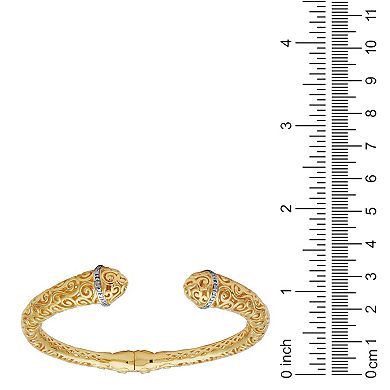 18k Gold Over Silver Diamond Accent Cuff Bracelet