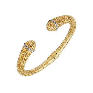 18k Gold Over Silver Diamond Accent Cuff Bracelet