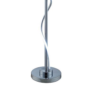 Jame 59 Inch Floor Lamp, Drum Shade, Accent Round Metal Base, Chrome