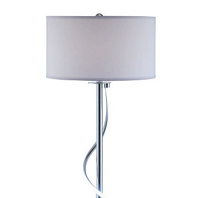 Jame 59 Inch Floor Lamp, Drum Shade, Accent Round Metal Base, Chrome