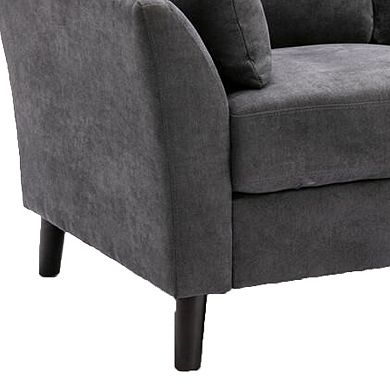 Otto 57 Inch Loveseat, 2 Throw Pillows, Padded Cushions, Dark Gray Velvet