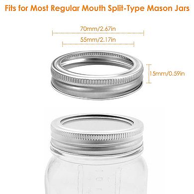 Regular Mouth Canning Jar Metal Rings, 2.67x2.67x0.59'', Airtight And Wide Canning Jar