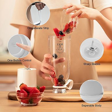 16.9oz, Portable Electric Rechargeable Fruit Blender With 6 Blades