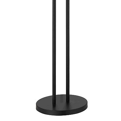 Pin 59 Inch Floor Lamp, Drum Shade, Metal Base, Accent Round Base, Black