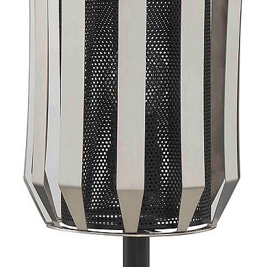 Pin 14 Inch Table Lamp, Accent Cylinder Metal Shade, Round Base, Black