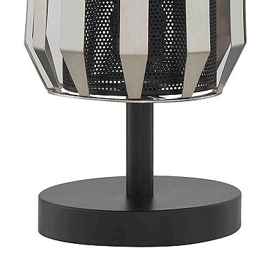 Pin 14 Inch Table Lamp, Accent Cylinder Metal Shade, Round Base, Black