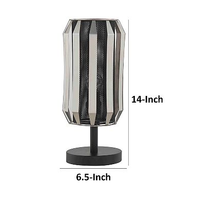 Pin 14 Inch Table Lamp, Accent Cylinder Metal Shade, Round Base, Black