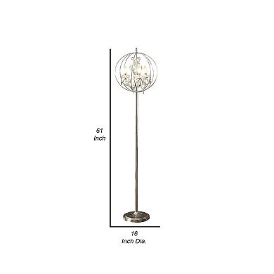 Shine 61 Inch Floor Lamp, Chandelier Style, Crystal And Metal, Chrome