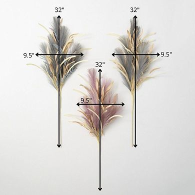 Sullivan's Set of 3 32" Twilight Feather Plume Grass Floor Decor