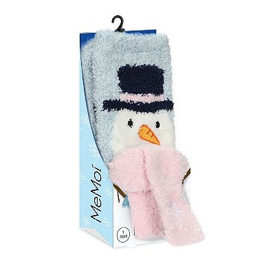 Women's Snowman Critter Plush Crew Socks