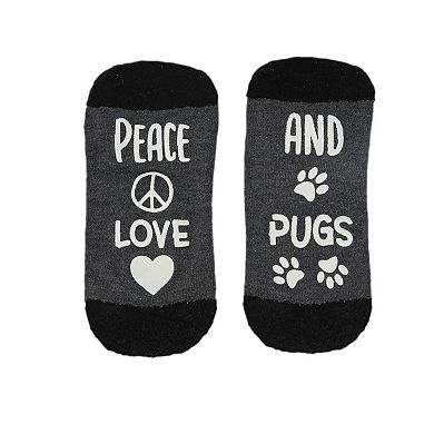 Peace & Love & Pugs Low-Cut Sock