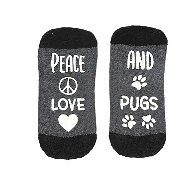 Peace & Love & Pugs Low-Cut Sock