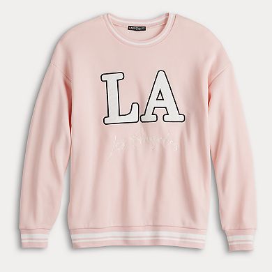 Juniors' Harper & Ivy Pretty In Pink Crewneck Sweatshirt