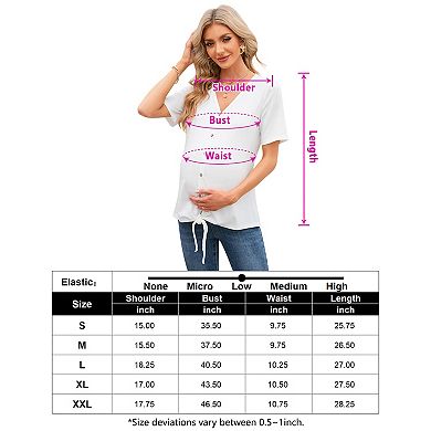 Women's Maternity Shirts V Neck Short Sleeve Nursing Tops Button Down Breastfeeding Tunic Blouse