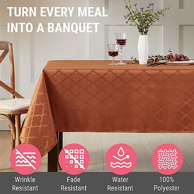 Thd Monie Geometric Lattice Fabric Tablecloth, Rectangle Table, Water, Wrinkle, & Stain Resistance