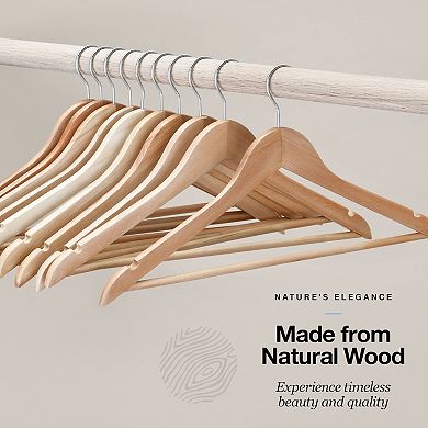 Wooden Hangers 30 Pack - Natural Solid Wood Hangers Non Slip Coat Hangers